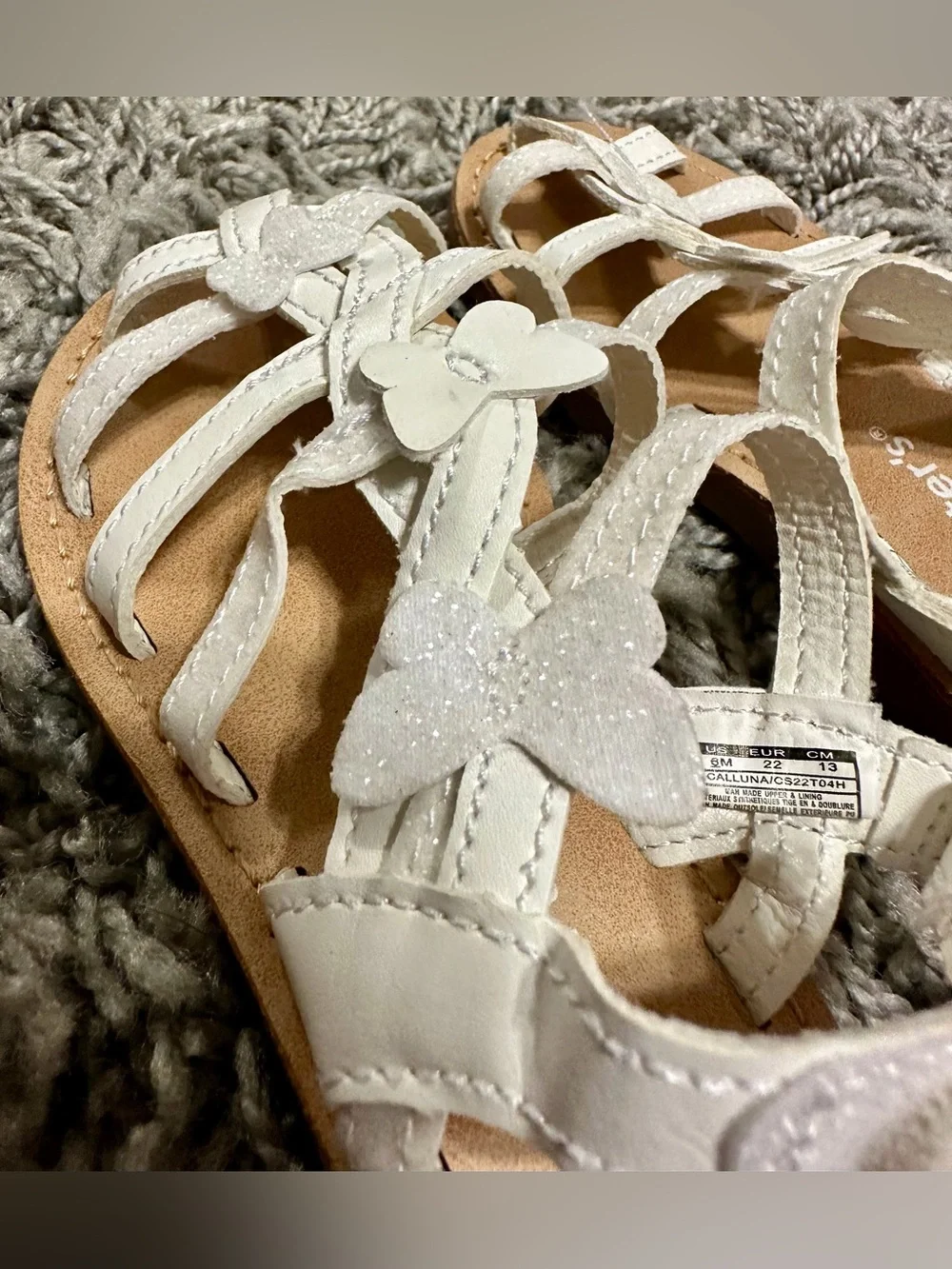 Carter's White Butterfly Glitter Strappy Sandals